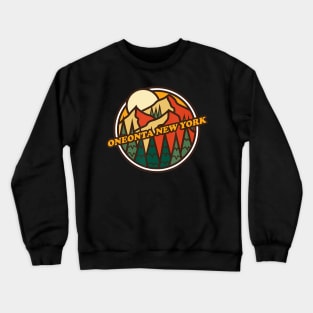 Vintage Oneonta, New York Mountain Hiking Souvenir Print Crewneck Sweatshirt